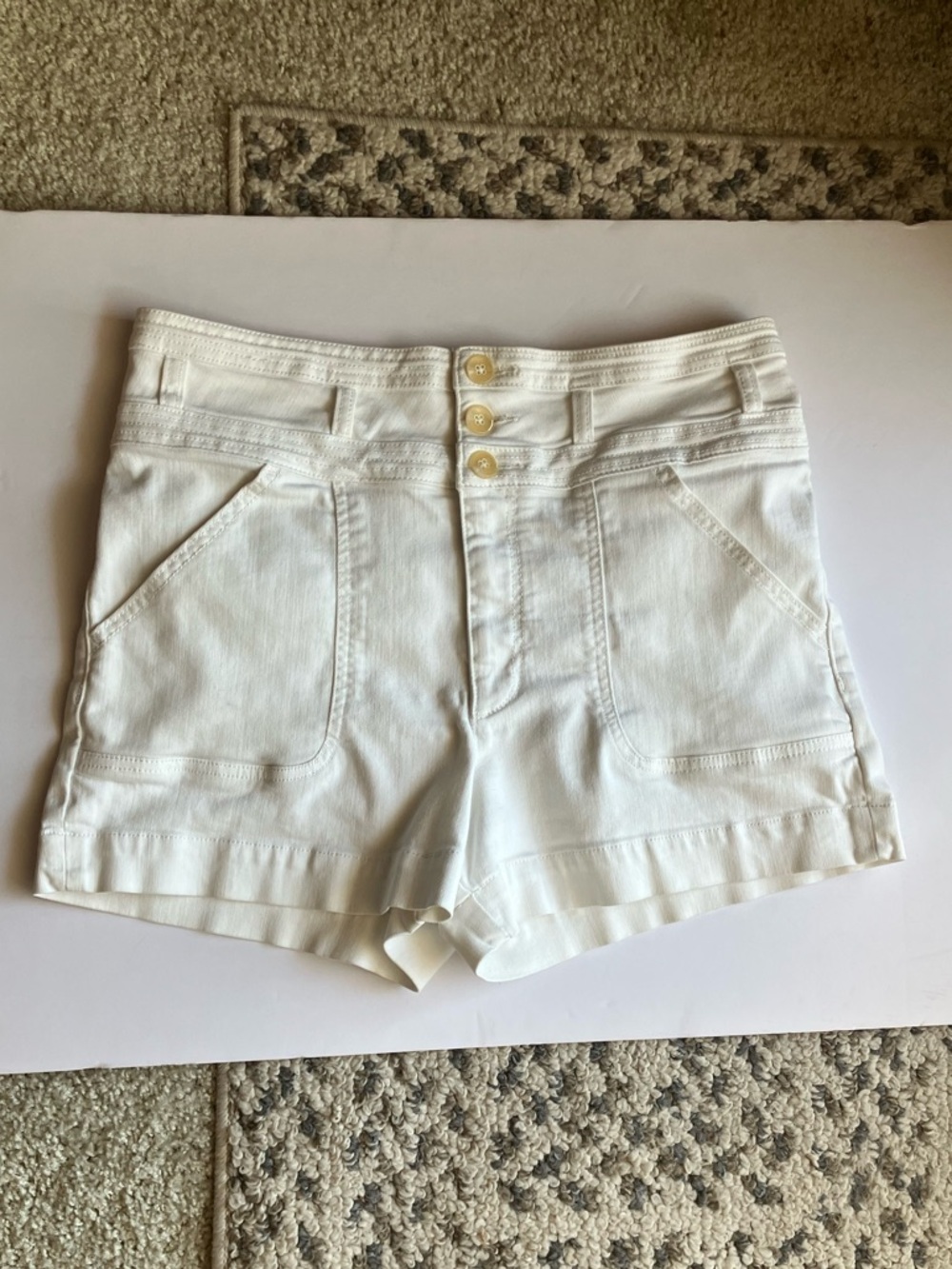 Anthropologie White High-Rise Denim Shorts